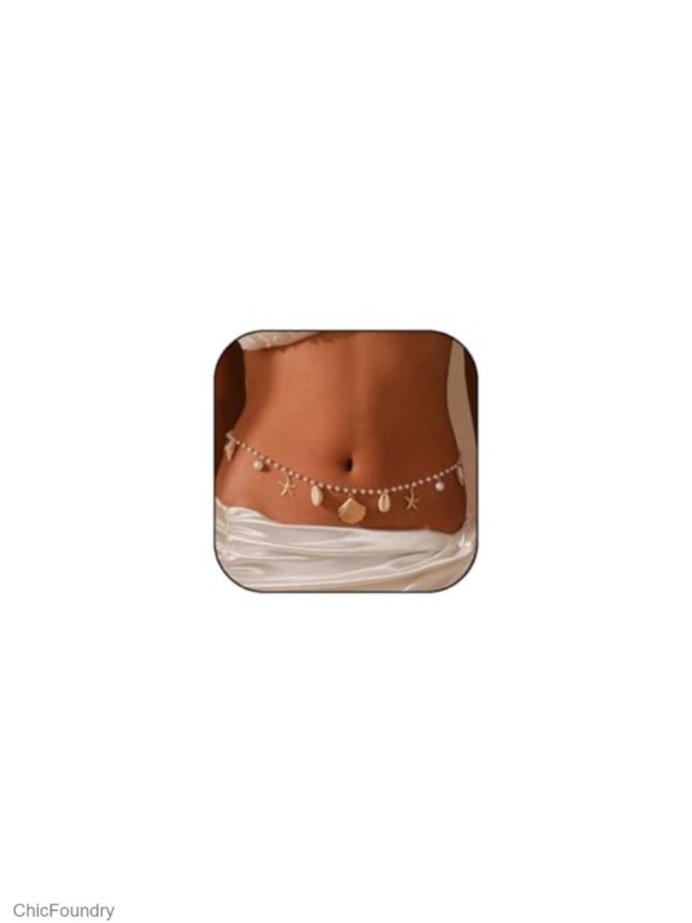 Gold Waist Chain Belt Boho Mermaid Seashell Pearl Body Chain Summer Beach